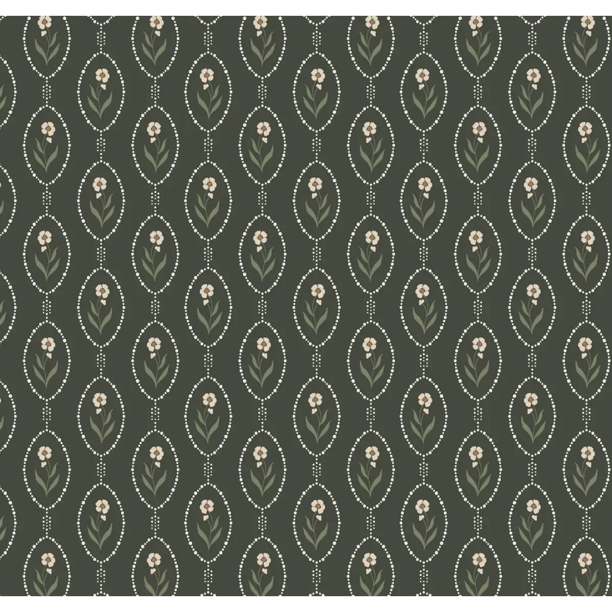 Isabella Wallpaper - Tiny Framed Flowers - by Lisee Ree - Sample 1 foot by 1 foot / Charcoal - Loomwell Home Goods