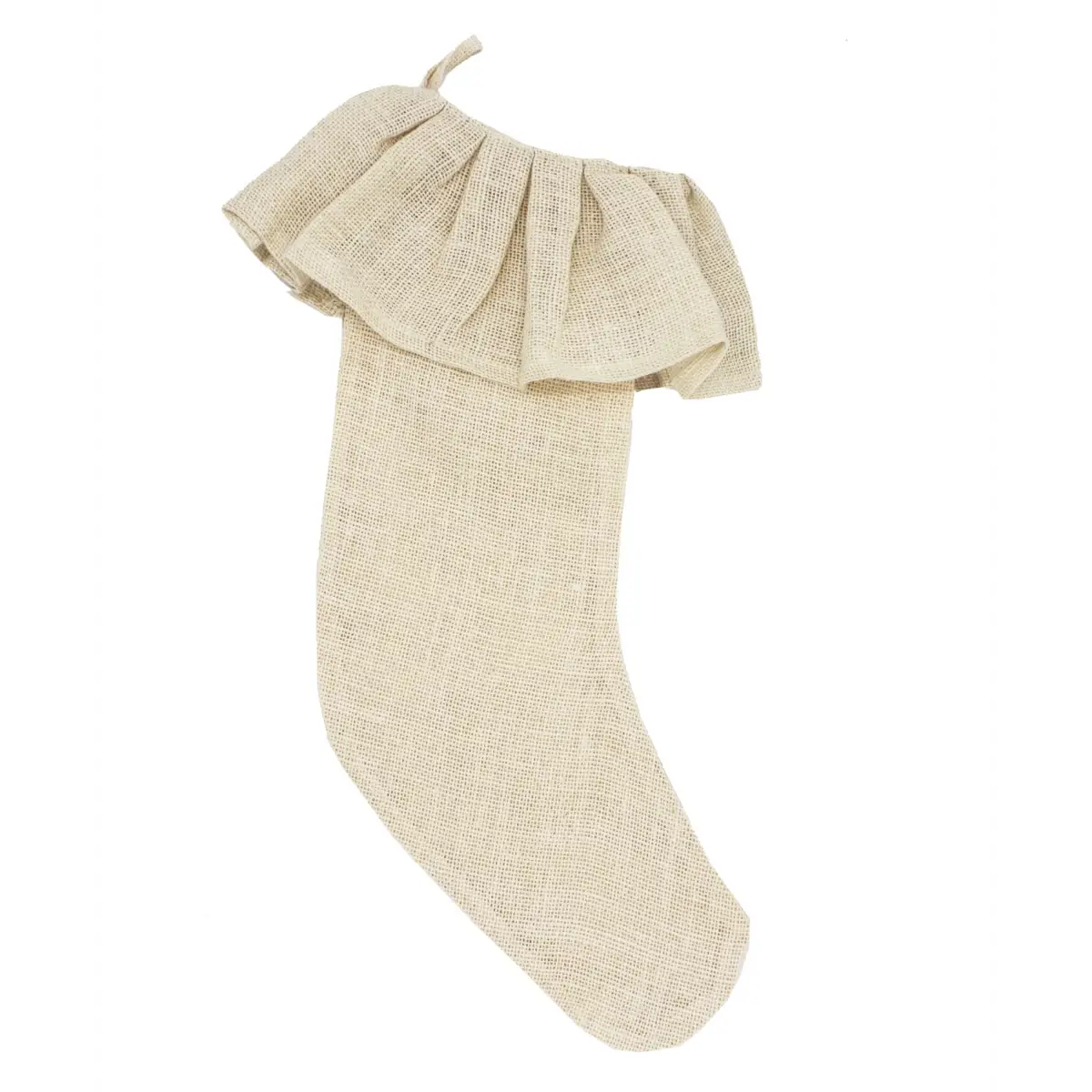 Ivory Ruffle Burlap Christmas Stocking - Fennco Styles