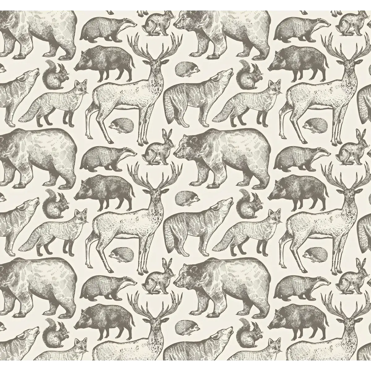 James Wallpaper - Animal Sketches - Sample 1 foot by 1 foot / Brown - Loomwell Home Goods