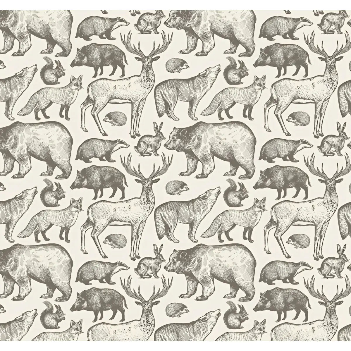 James Wallpaper - Animal Sketches - Sample 1 foot by 1 foot / Brown - Loomwell Home Goods