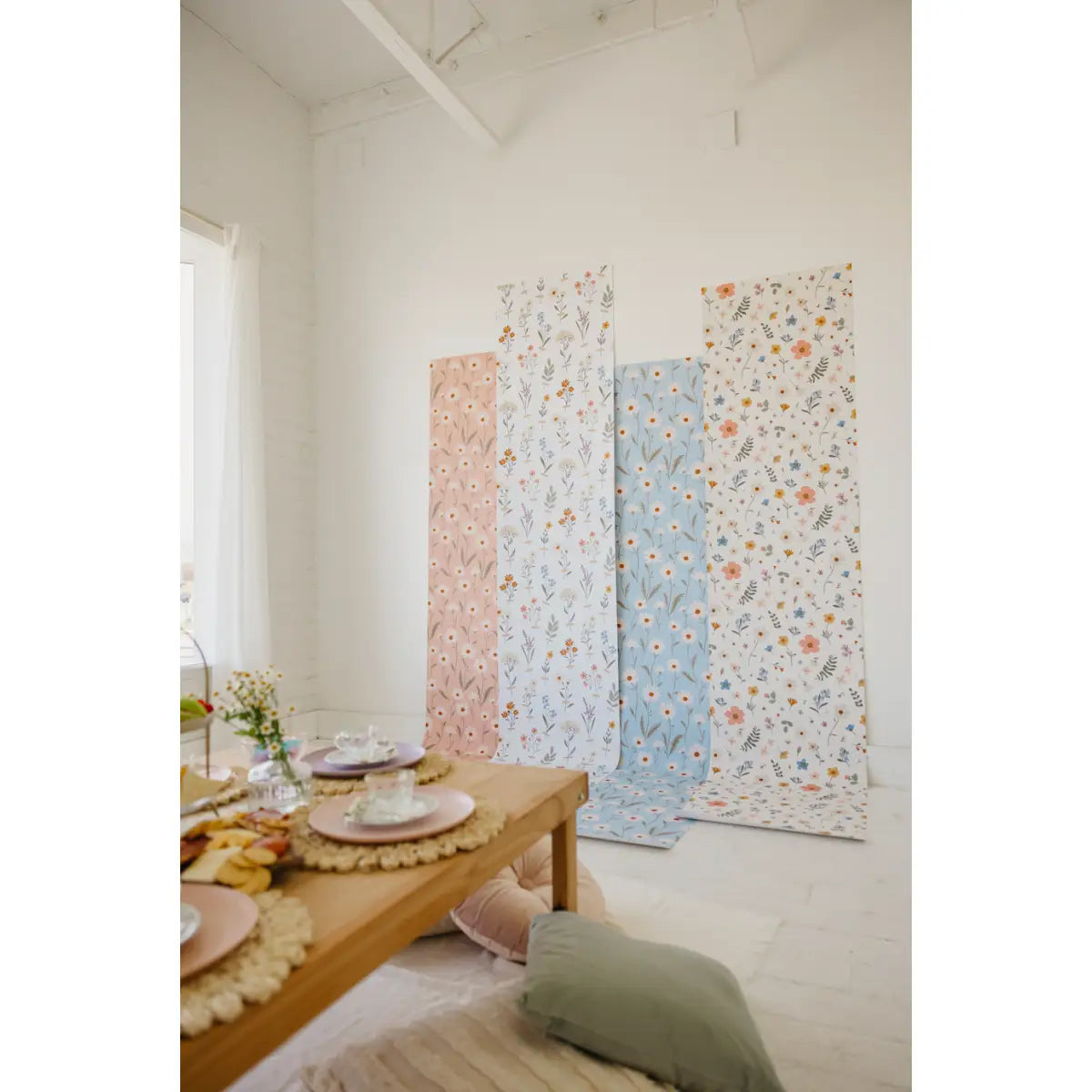 Jane Wallpaper - Pastel Flowers - by Joannie Houle - Loomwell Home Goods
