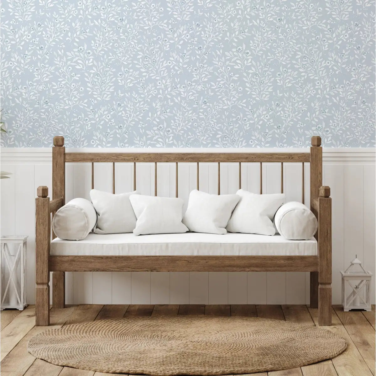 Jessi Wallpaper - Baby Blue Watercolor Flowers - by Luna Pictata - Loomwell Home Goods