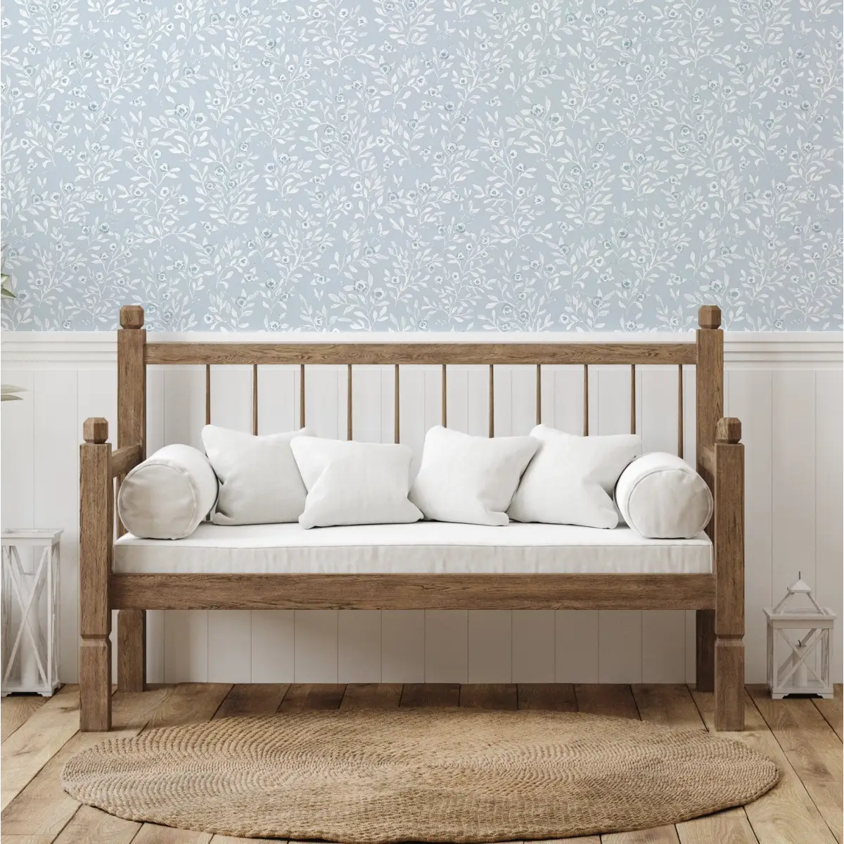 Jessi Wallpaper - Baby Blue Watercolor Flowers - by Luna Pictata - Loomwell Home Goods