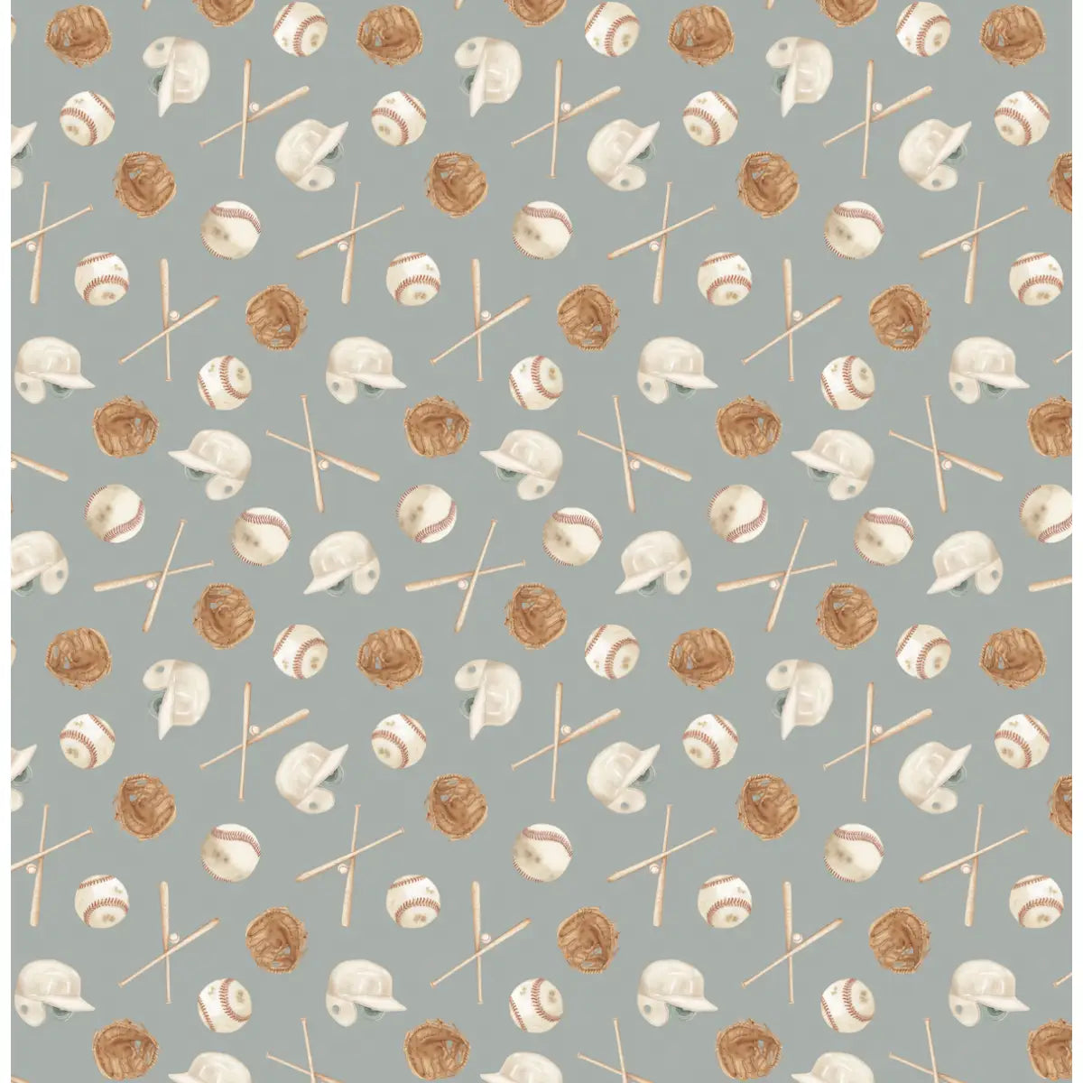 Jeter Wallpaper - Baseball Kids - by Hailey Kiefer Designs - Sample 1 foot by 1 foot / Sea Green - Loomwell Home Goods