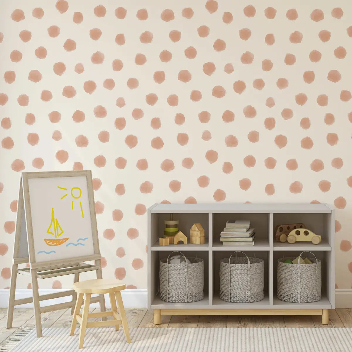 Joyce Wallpaper - Pink Watercolor Dots - Loomwell Home Goods