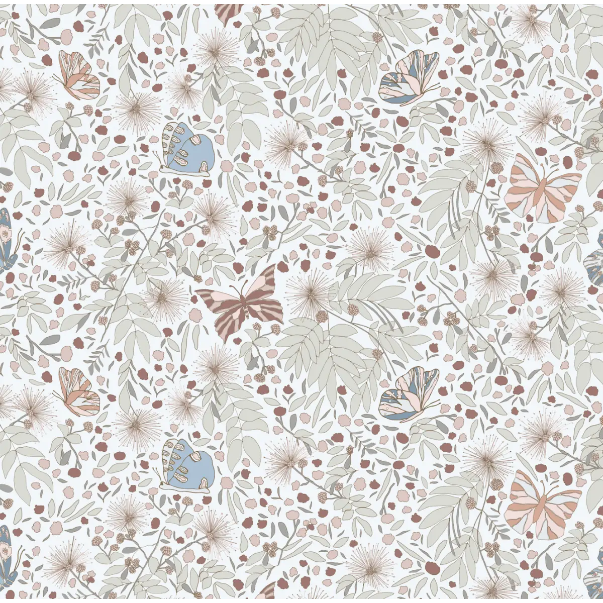 Julie Wallpaper - Butterflies - by Antonela Fulir - Sample 1 foot by 1 foot / Light - Loomwell Home Goods