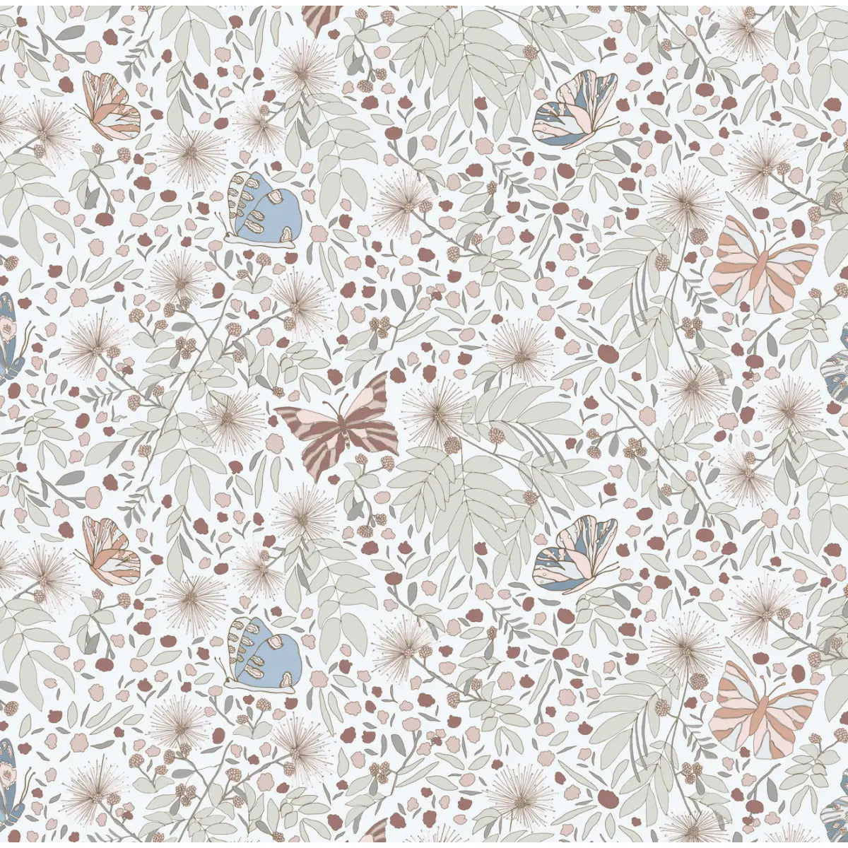 Julie Wallpaper - Butterflies - by Antonela Fulir - Sample 1 foot by 1 foot / Light - Loomwell Home Goods