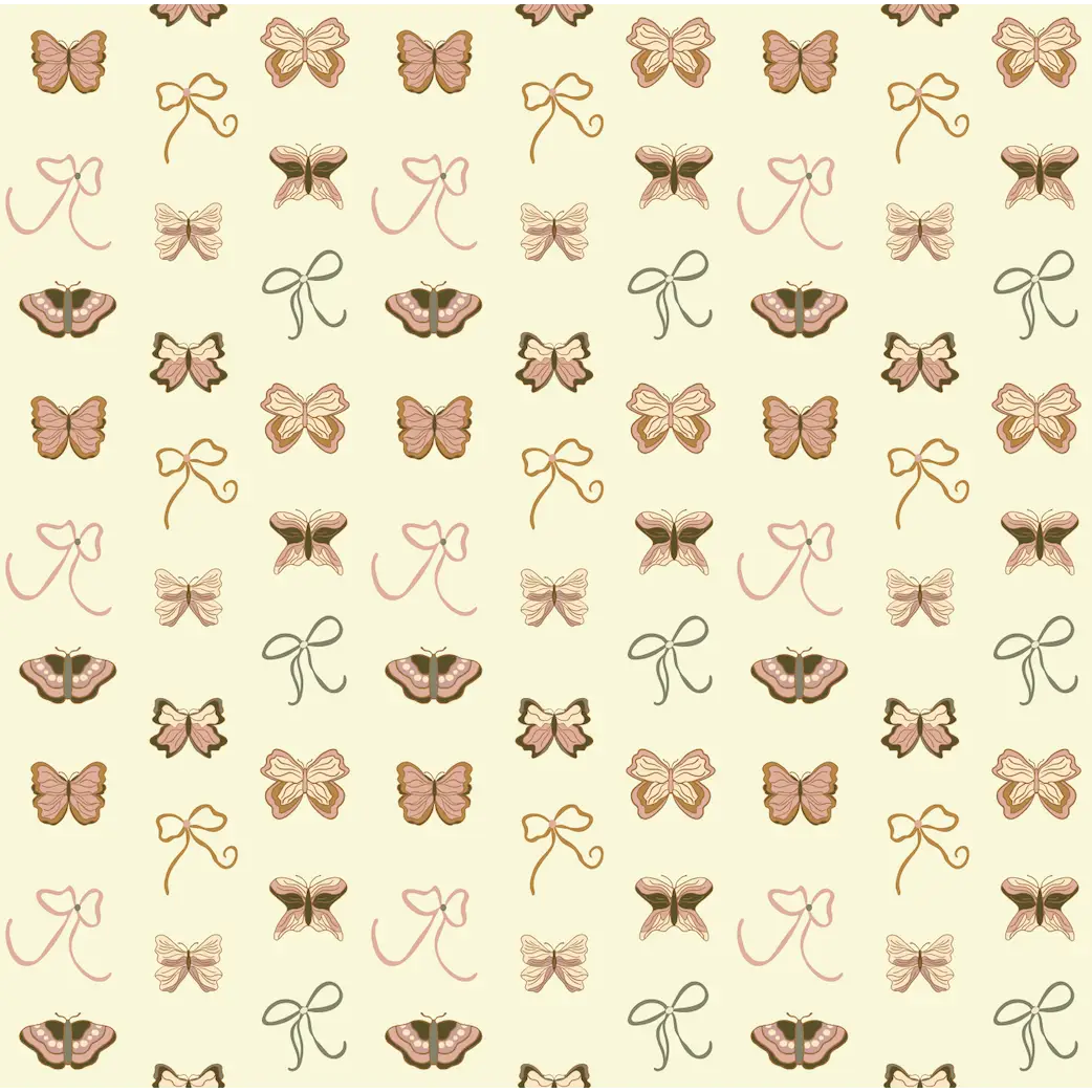 Kaylor Wallpaper - Bows and Butterflies - by Leah Jo Design - Sample 1 foot by 1 foot / Pink - Loomwell Home Goods