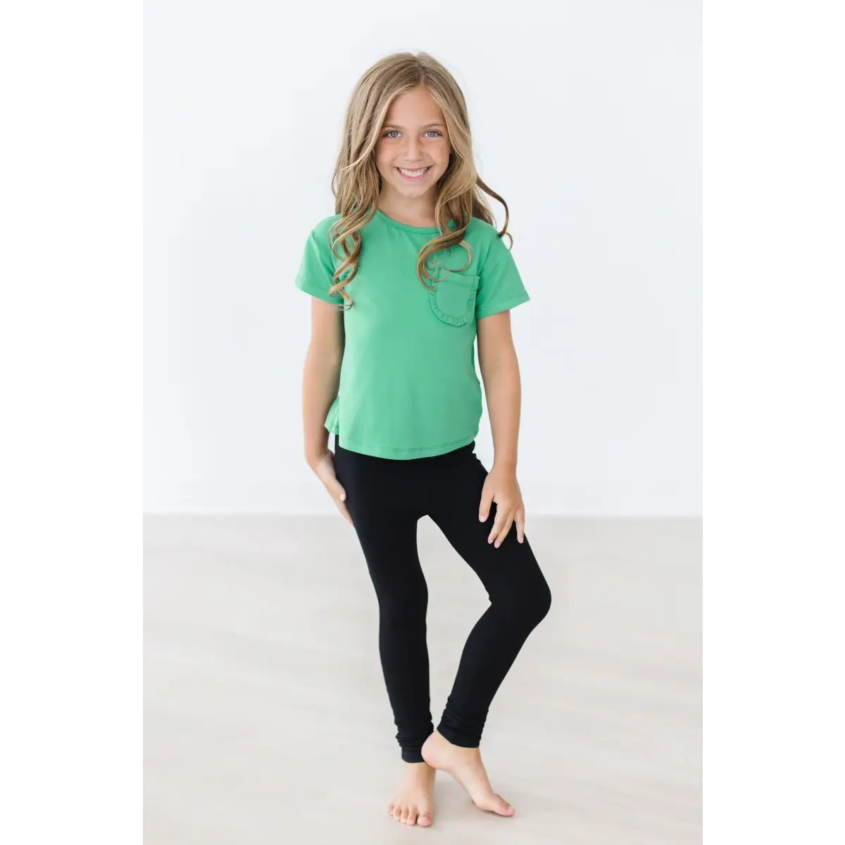 Ruffle Pocket Tee - Kelly Green - Mila & Rose ®