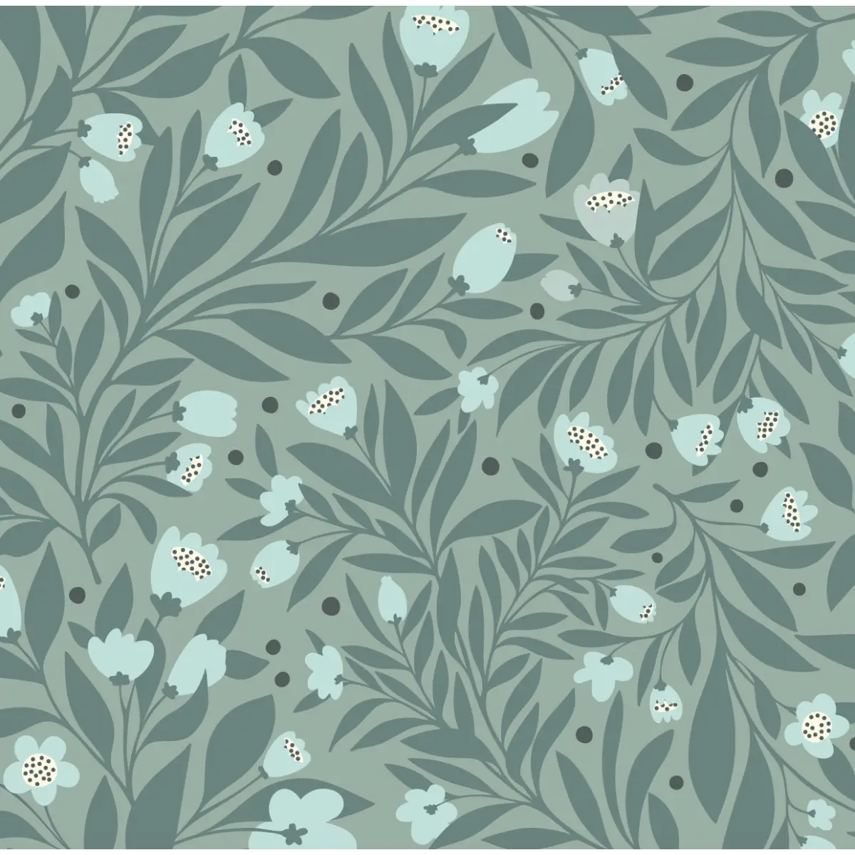Kendall Wallpaper - Lush Flowers - by Sara Mari - Sample 1 foot by 1 foot / Green - Loomwell Home Goods