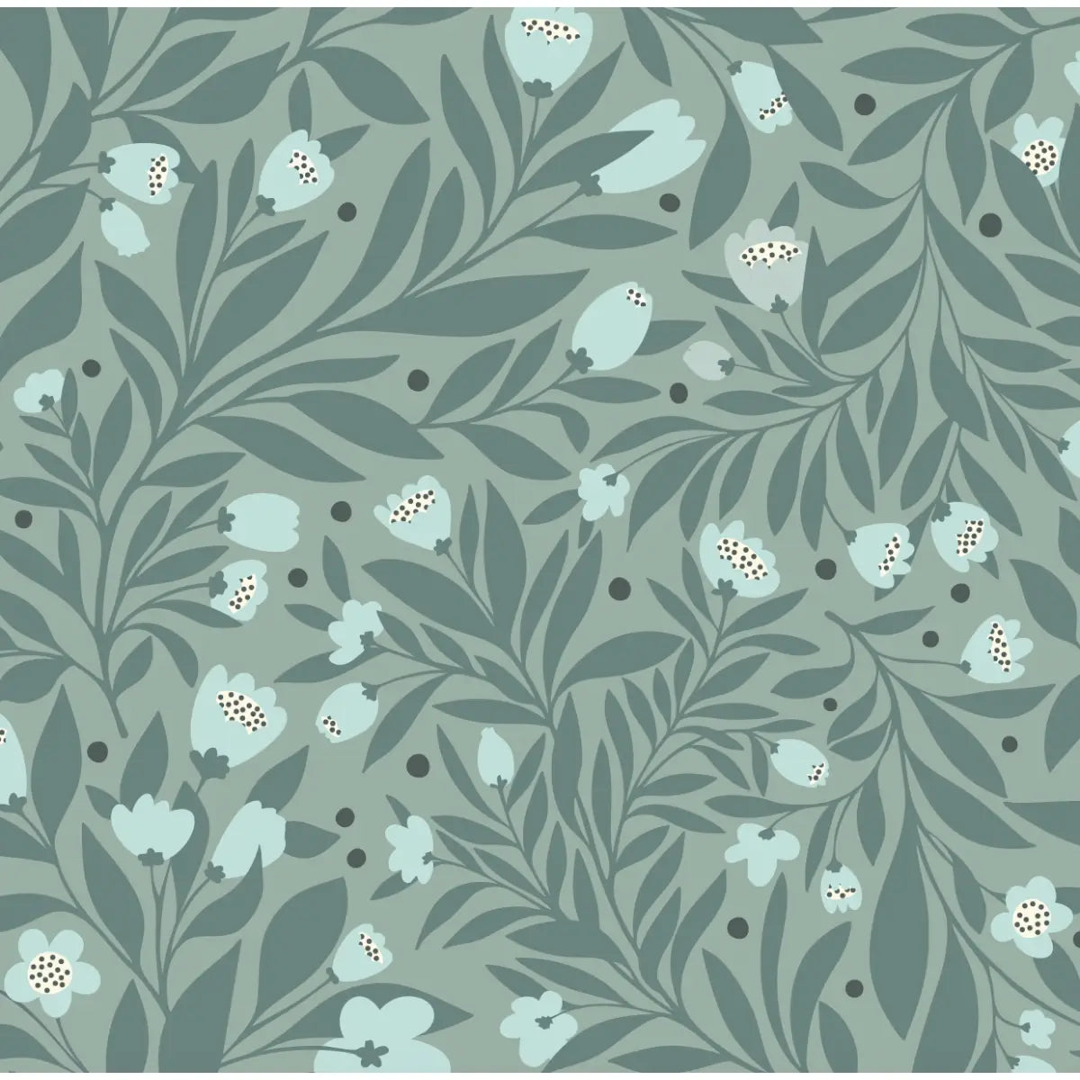 Kendall Wallpaper - Lush Flowers - by Sara Mari - Sample 1 foot by 1 foot / Green - Loomwell Home Goods