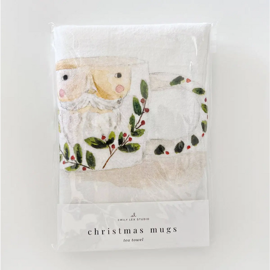Kitchen Tea Towel - Christmas Mugs by Emily Lex - emily lex studio