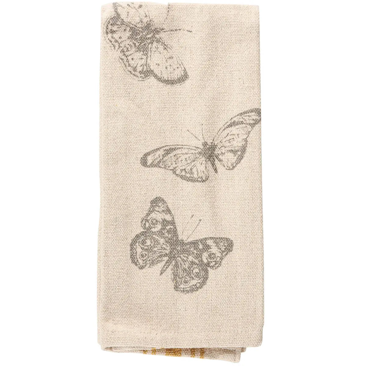 Kitchen Towel - Butterfly Yellow Stripe - Primitives by Kathy