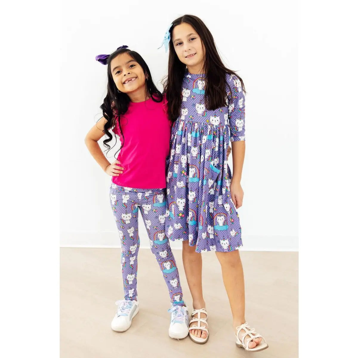 Pocket Twirl Dress - Kitties in the Clouds 3/4 Sleeve - Mila & Rose ®