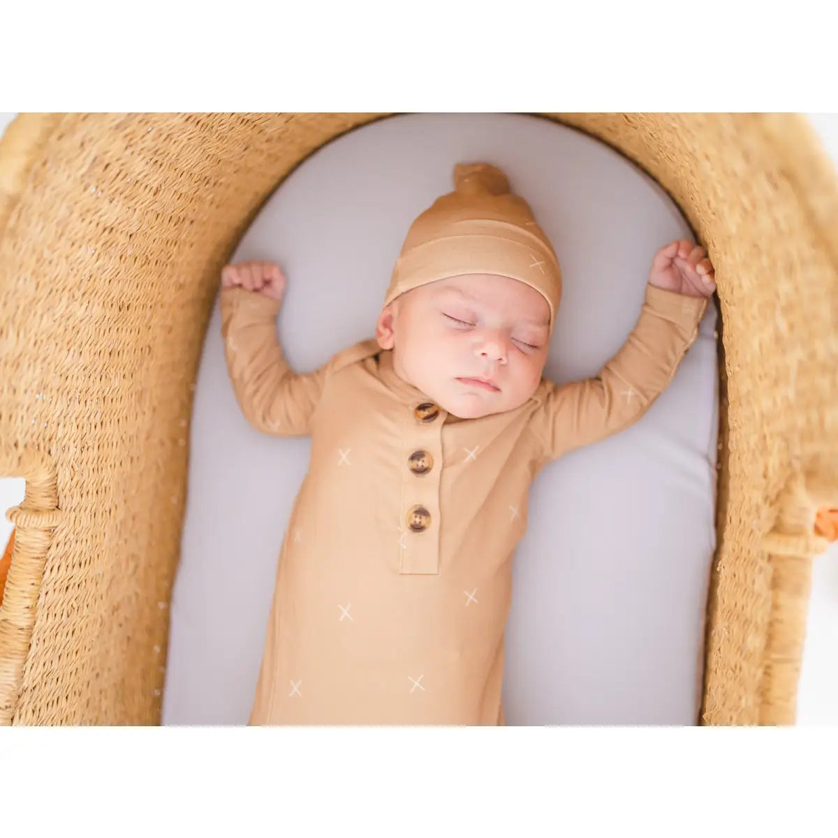 Knot Hat - Beige X’s - Harp Angel Boutique