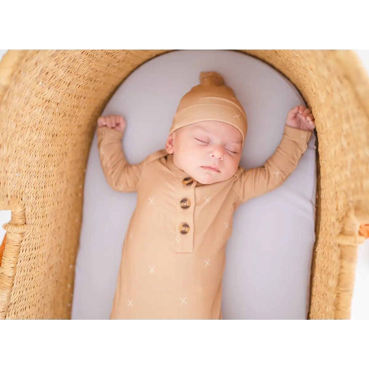 Knot Hat - Beige X’s - Harp Angel Boutique
