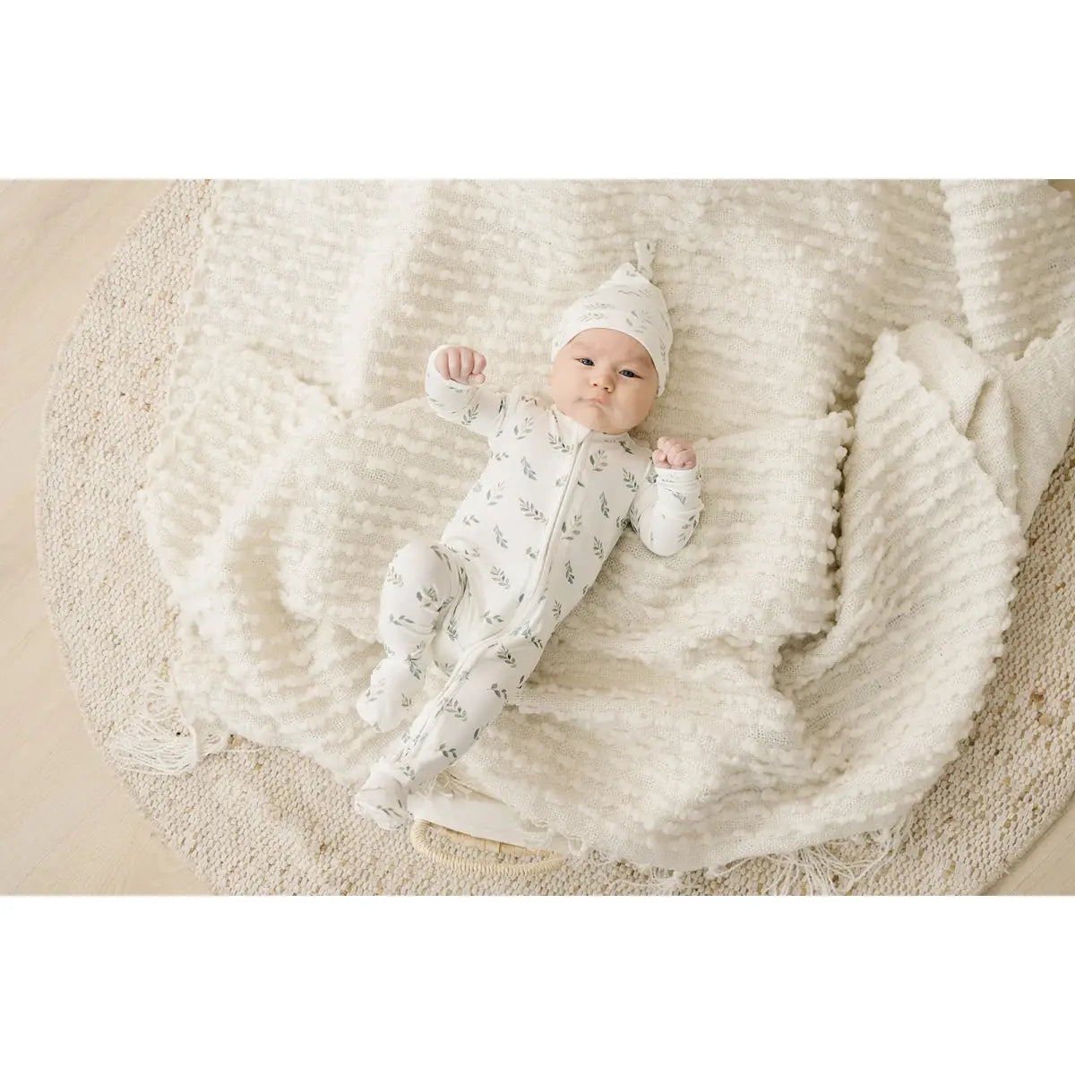 Knot Hat - Green Leaves - Harp Angel Boutique