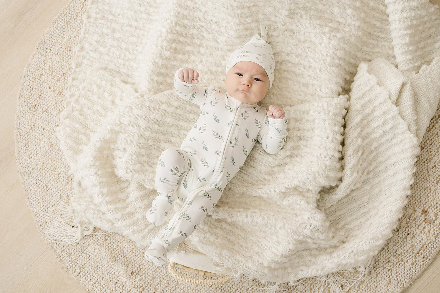 Knot Hat - Green Leaves - Harp Angel Boutique