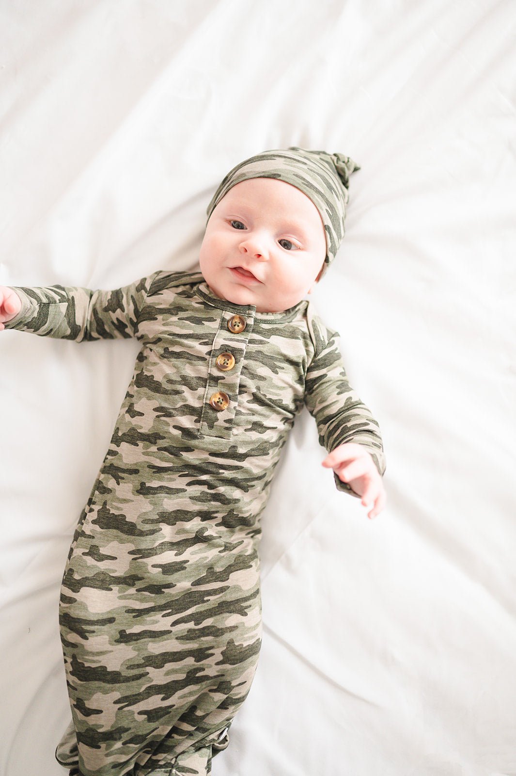 Knotted Baby Gown - Camo - Harp Angel Boutique