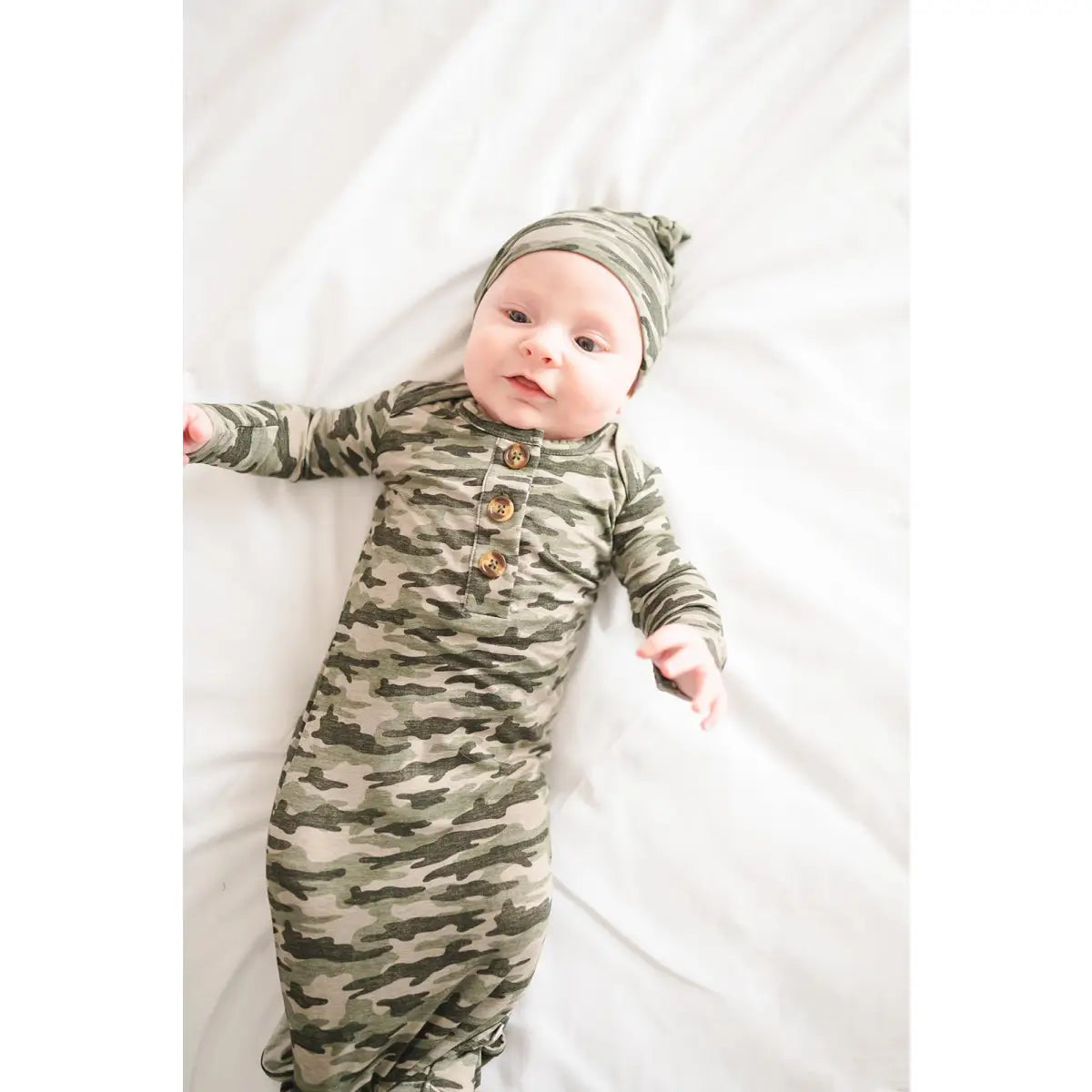 Knotted Baby Gown - Camo - Harp Angel Boutique