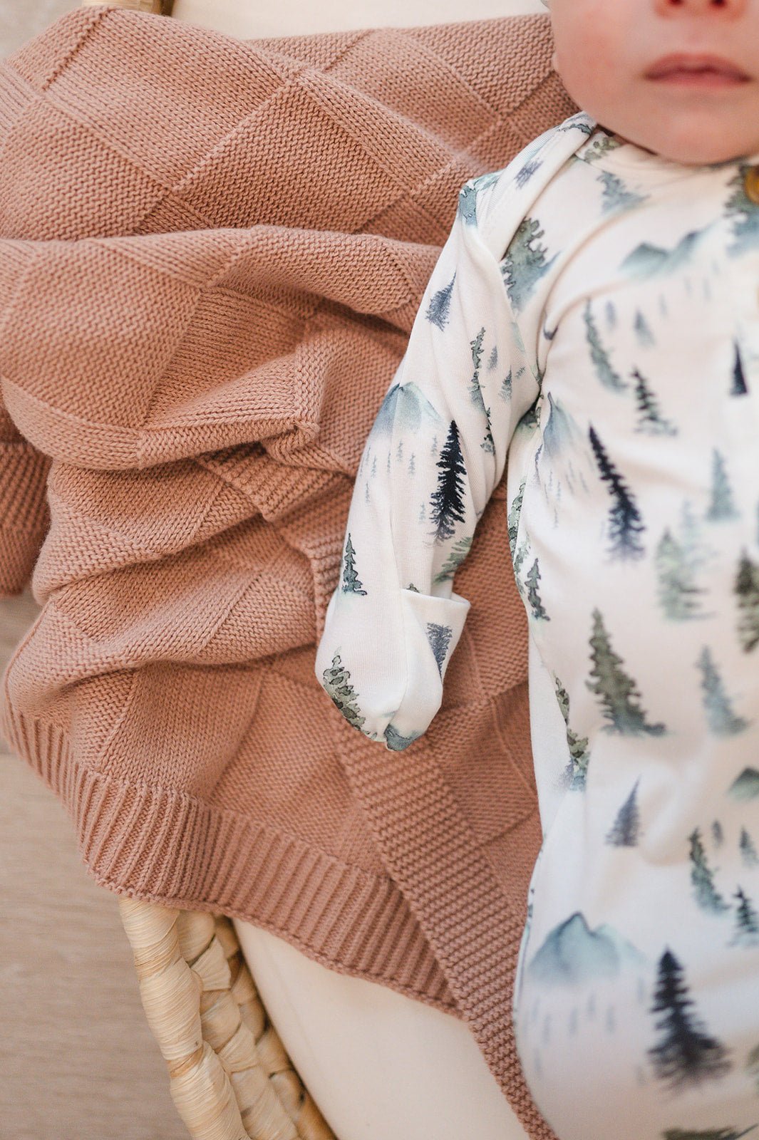 Knotted Baby Gown - Green Forest - Harp Angel Boutique