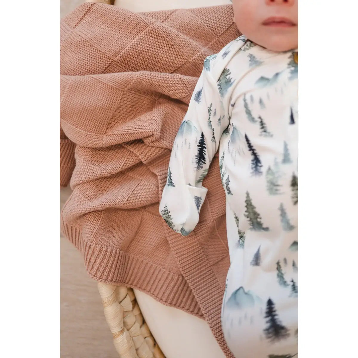 Knotted Baby Gown - Green Forest - Harp Angel Boutique