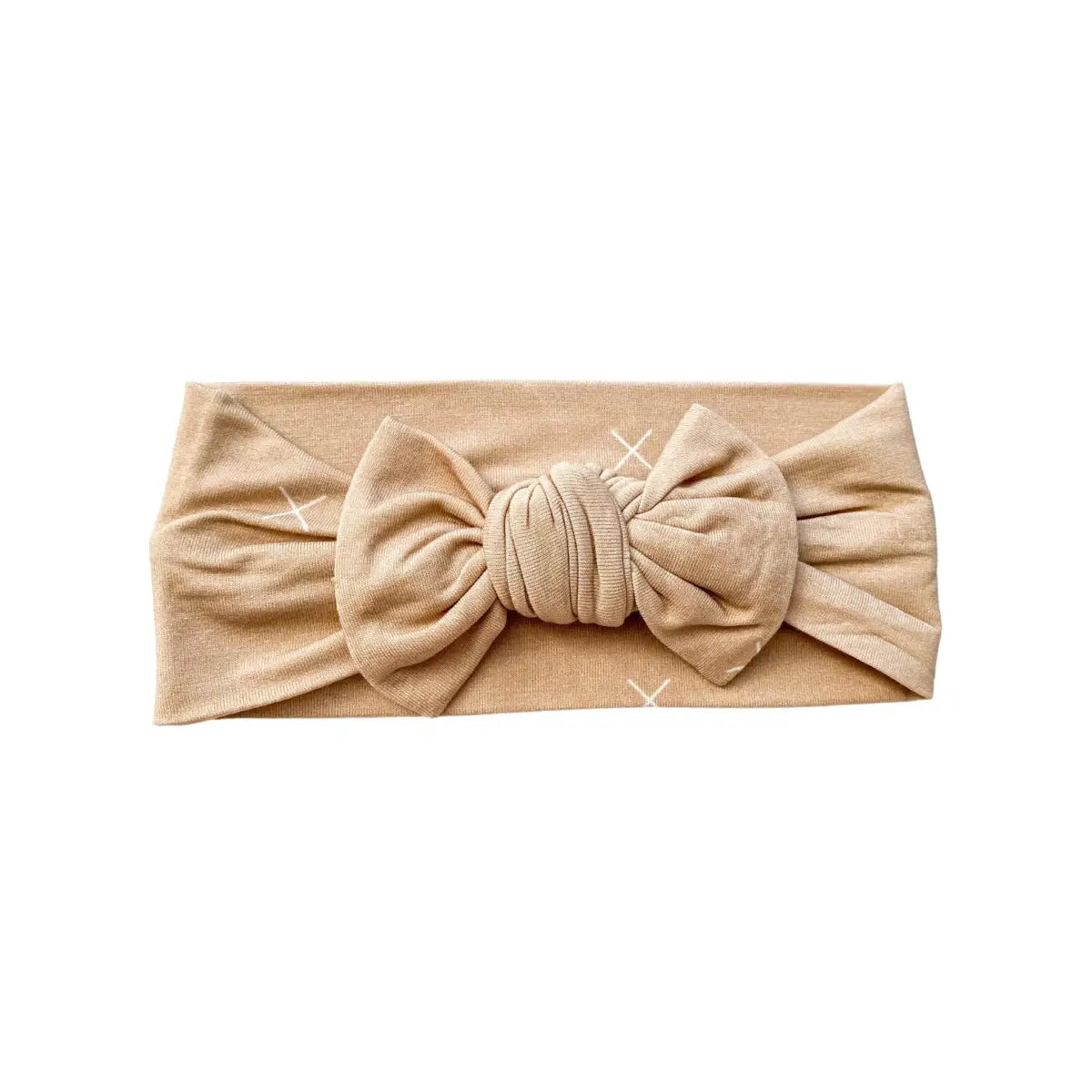 Knotted Headband - Beige X’s - Harp Angel Boutique