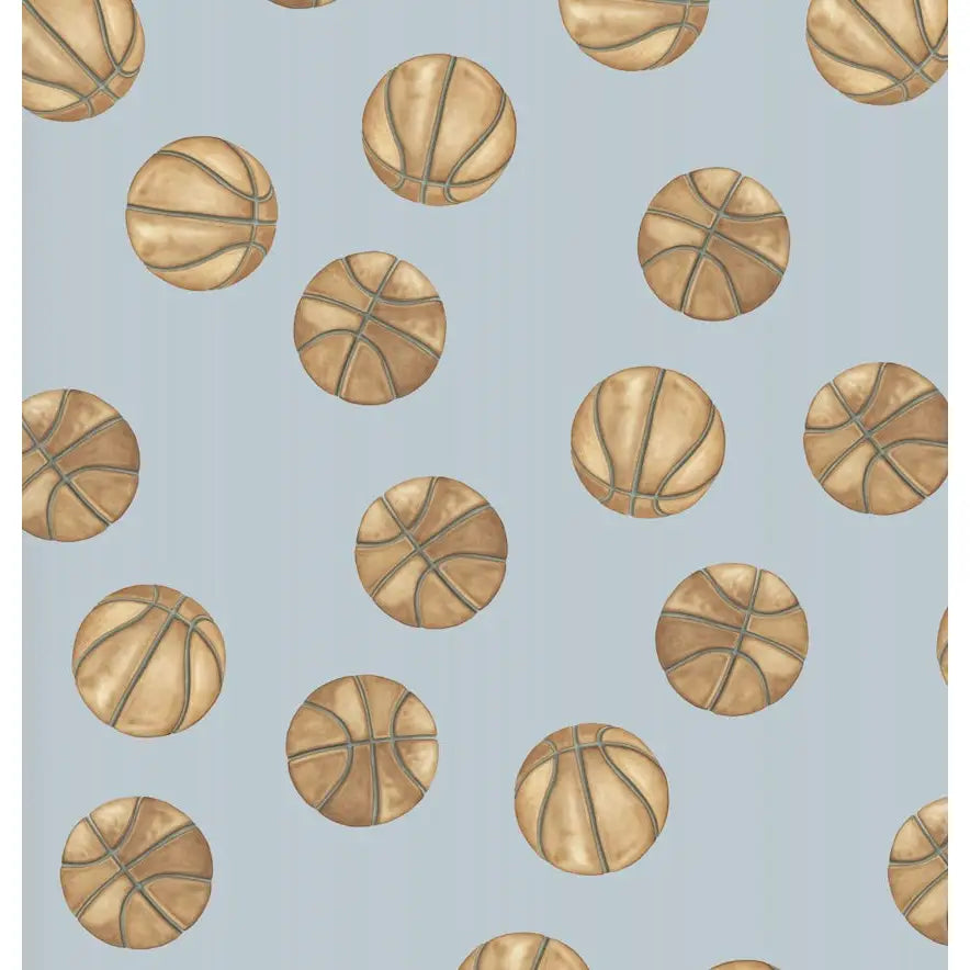 Knox Wallpaper - Basketball - by Hailey Kiefer - Sample 1 foot by 1 foot / Light Blue - Loomwell Home Goods