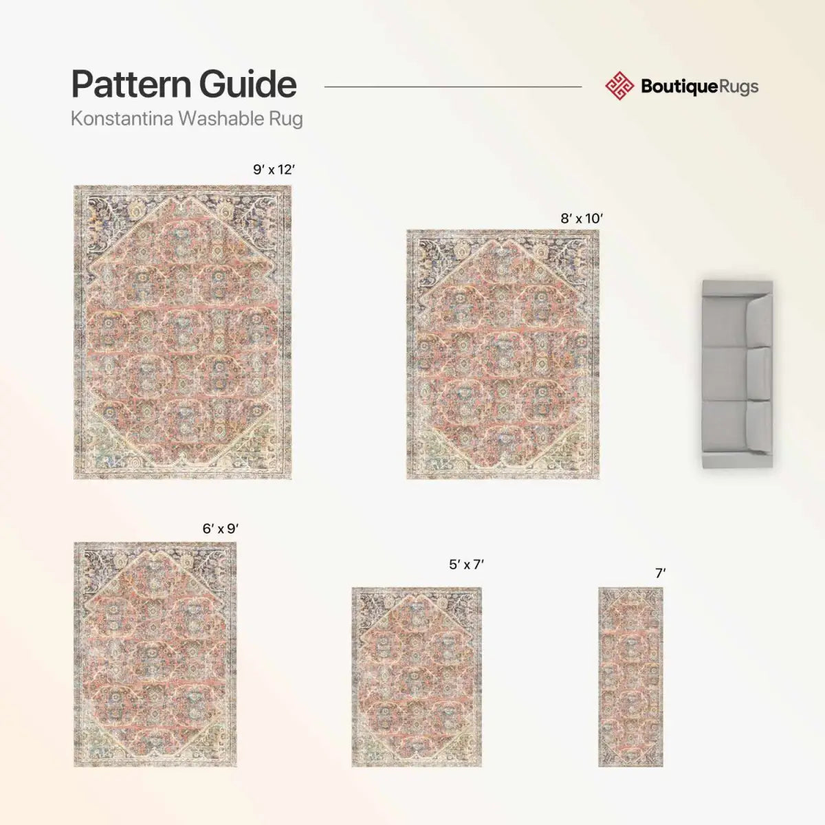 Konstantina Washable Traditional Rug - Boutique Rugs