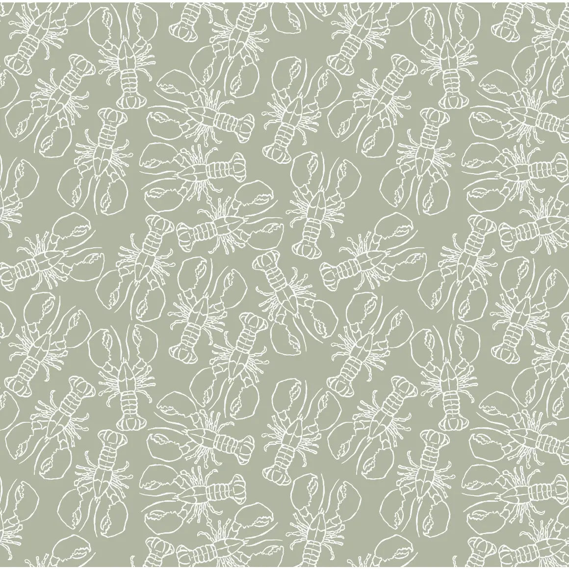 Lachlan Wallpaper - Lobster Line Drawing - by Studio Stephie - Sample 1 foot by 1 foot / Sage - Loomwell Home Goods