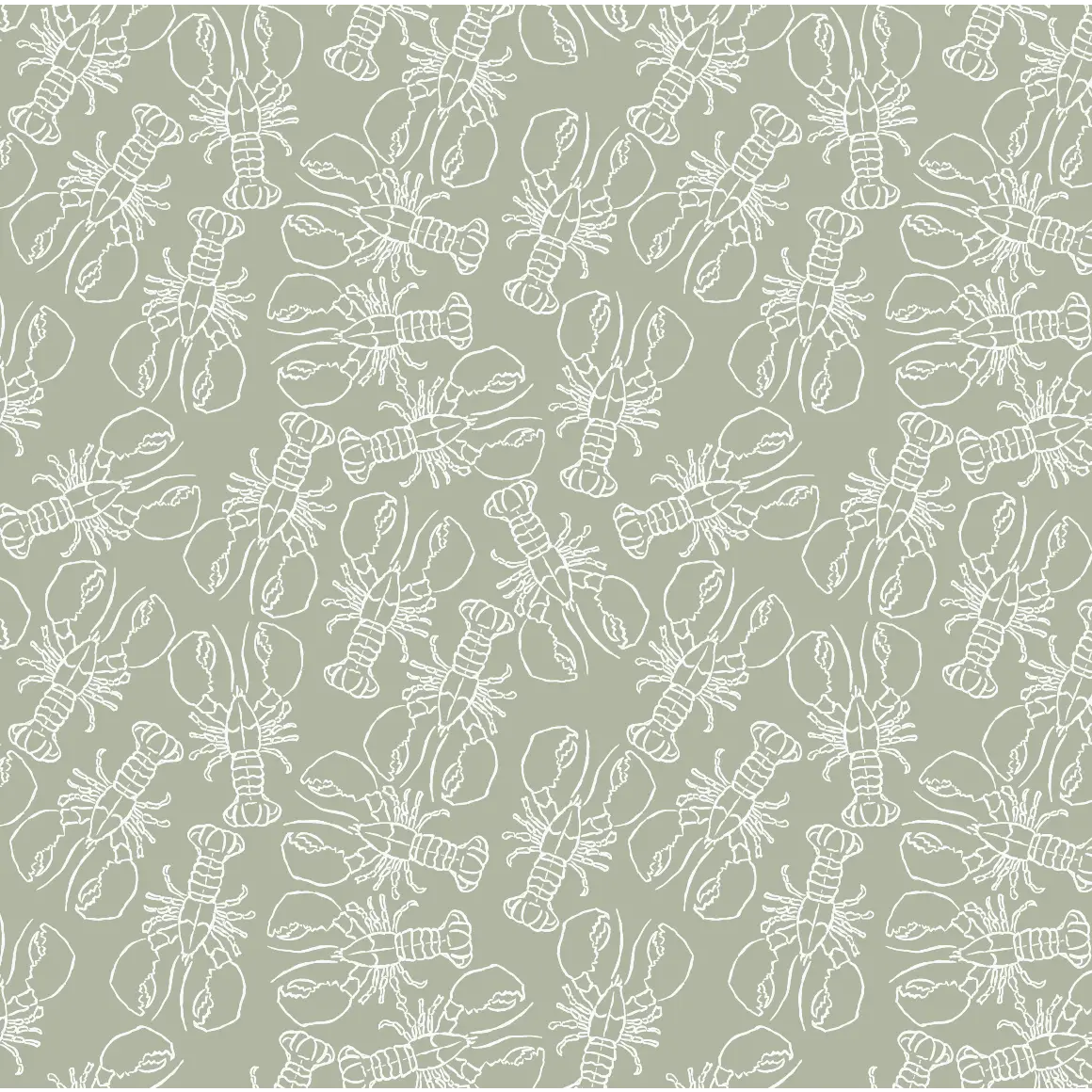 Lachlan Wallpaper - Lobster Line Drawing - by Studio Stephie - Sample 1 foot by 1 foot / Sage - Loomwell Home Goods