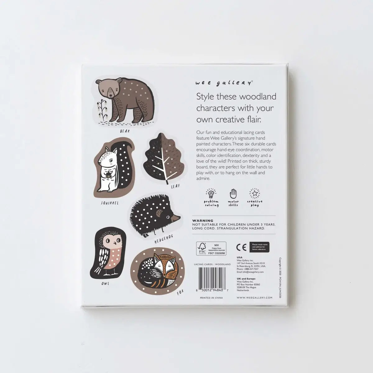 Lacing Cards - Woodland Animals - Wee Gallery