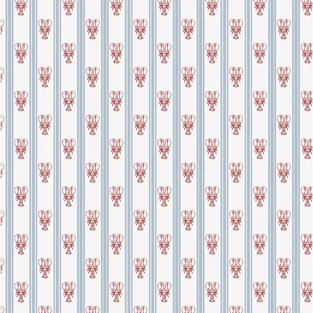 Landon Wallpaper - Lobster Cottage Stripe - by Studio Stephie - Sample 1 foot by 1 foot / Red and Blue - Loomwell Home
