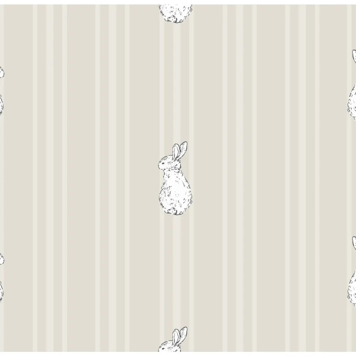 Larkin Wallpaper - Bunnies on Stripes for Kids - by Luna Pictata - Sample 1 foot by 1 foot / Neutral - Loomwell Home