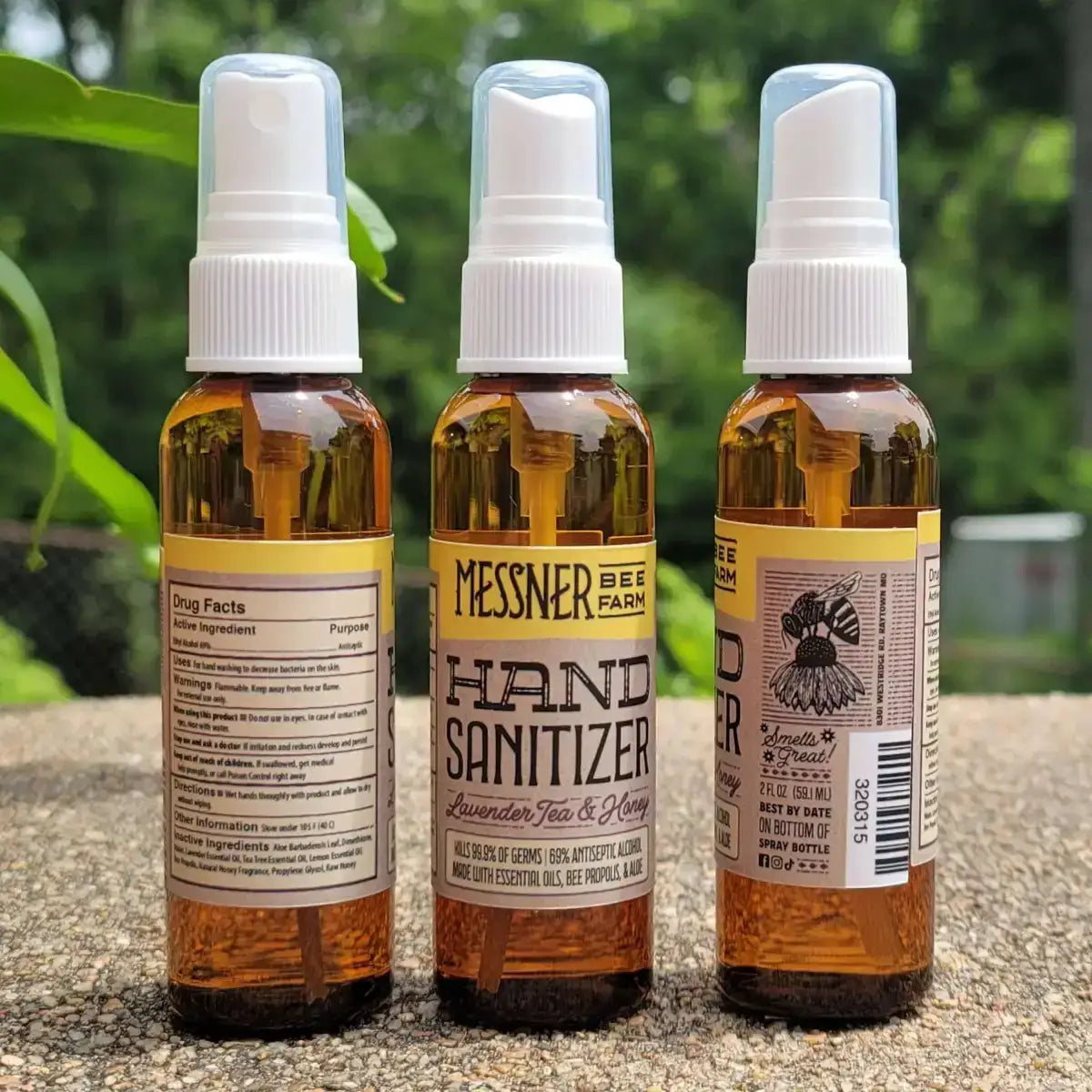 Natural Hand Sanitizer - Lavender Tea and Honey - 2 oz Spray - Messner Bee Farm