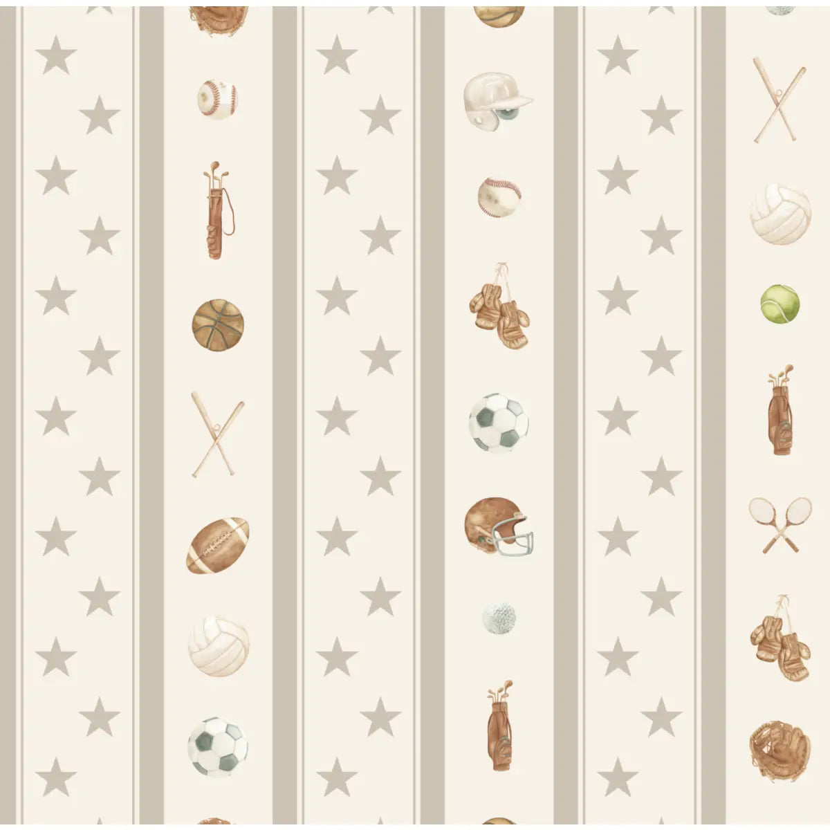 Lawson Wallpaper - Sports for Kids - by Hailey Kiefer Designs - Sample 1 foot by 1 foot / Tan - Loomwell Home Goods