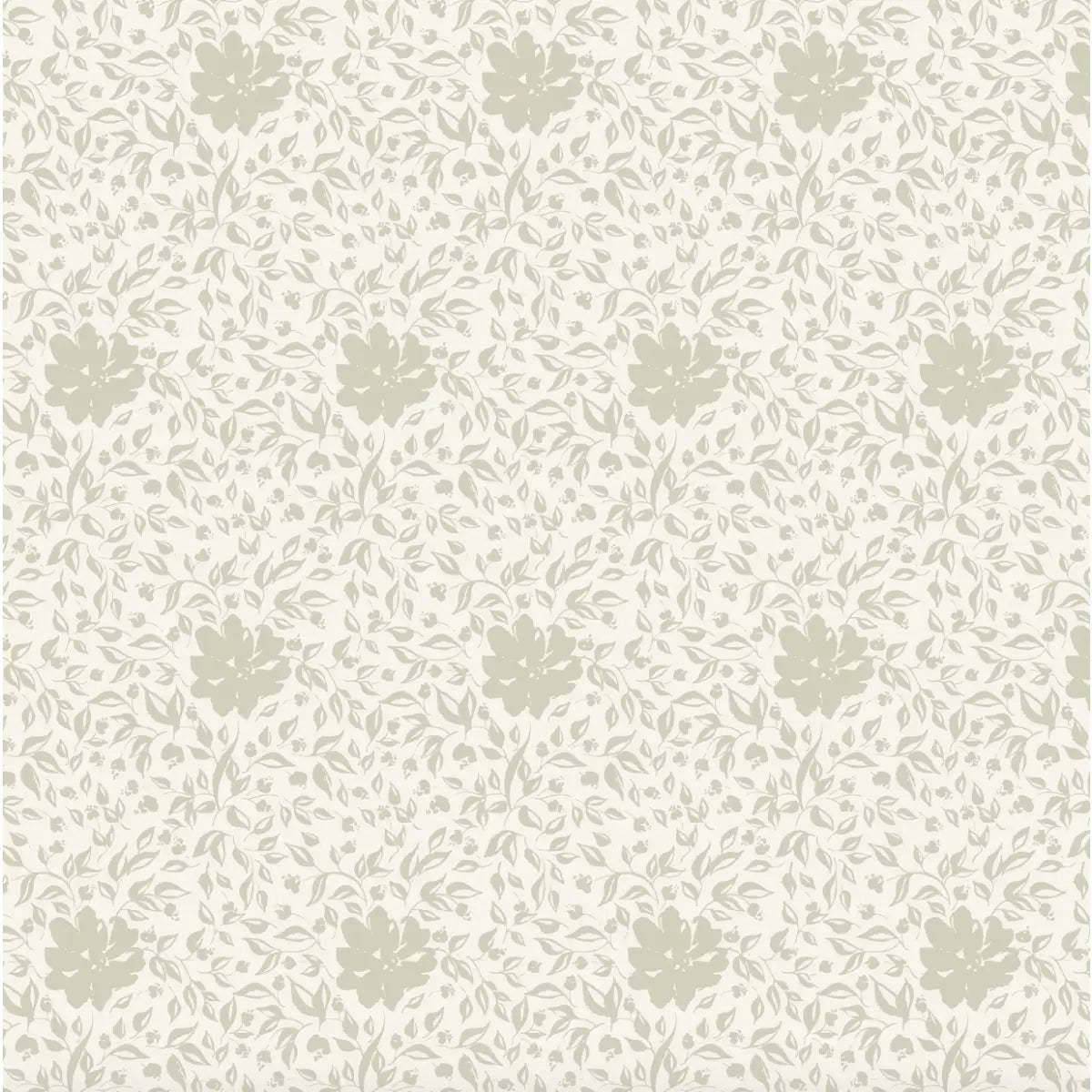 Layla Wallpaper - Blooms and Leaves - by Ali Anni - Sample 1 foot by 1 foot / Sage - Loomwell Home Goods
