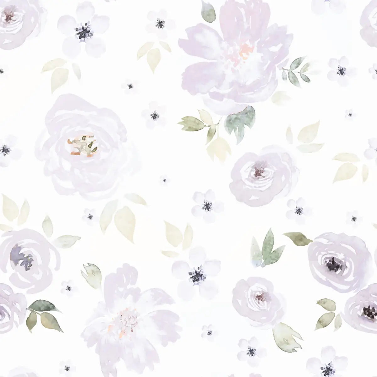Leah Wallpaper - Lavender Watercolor Flowers - Loomwell Home Goods