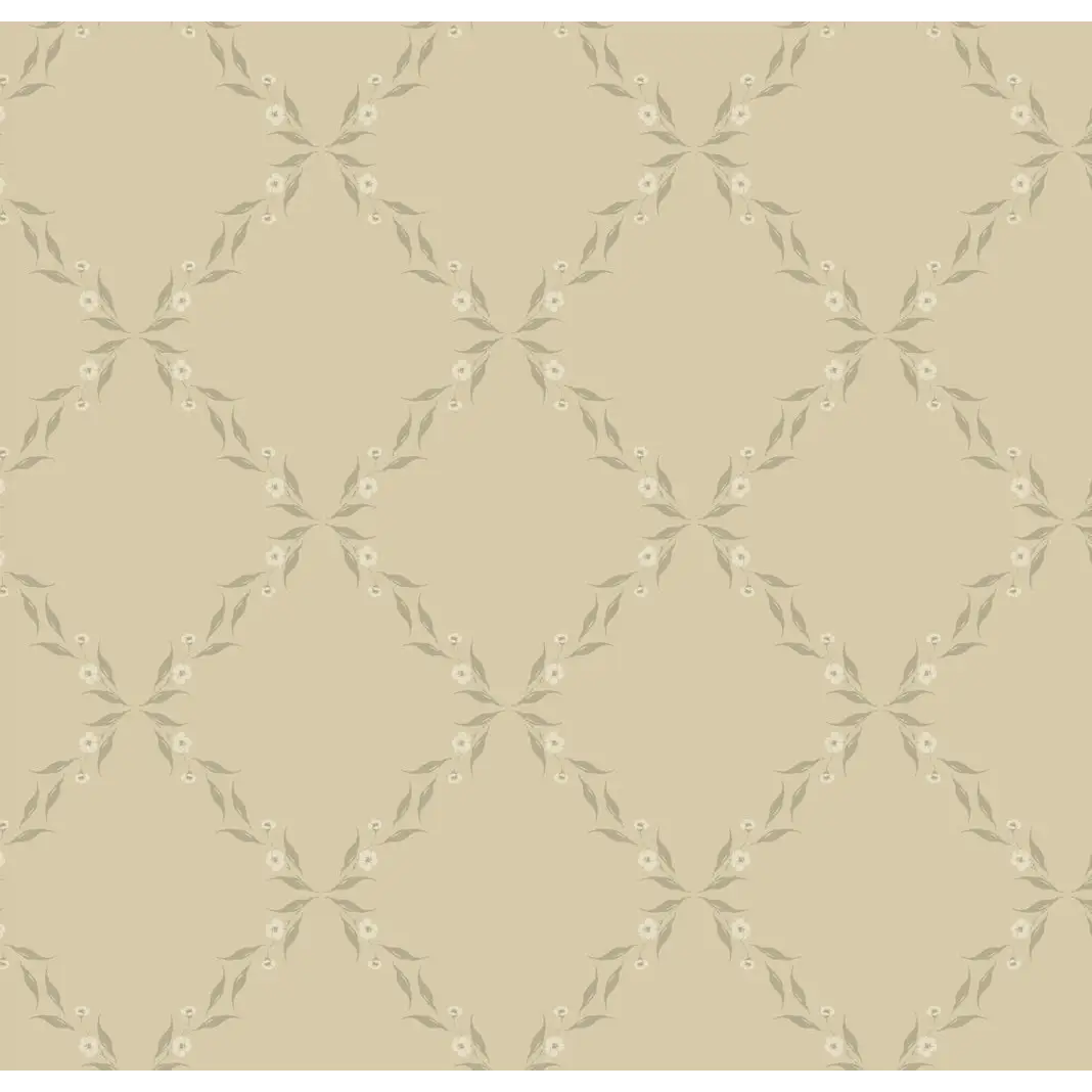 Leela Wallpaper - Subtle Floral Diamond Pattern - by Katie Burt Art - Sample 1 foot by 1 foot / Yellow - Loomwell Home