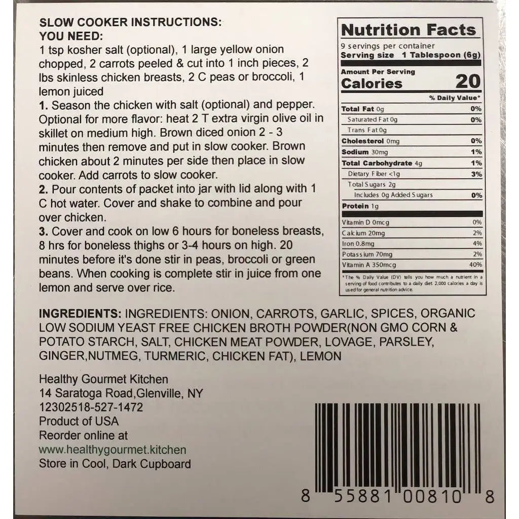 Slow Cooker Seasoning Mix - Lemon Garlic Chicken or Pork - Healthy Gourmet Kitchen