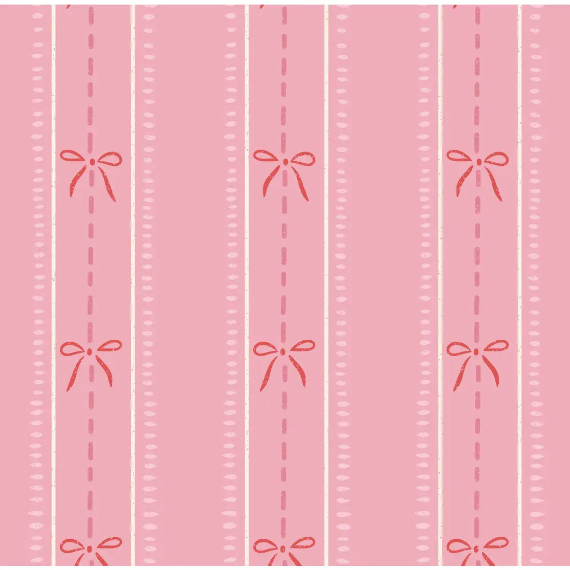Lena Wallpaper - Bows in Stripes - by House of Haricot - Sample 1 foot by 1 foot / Pink and Red - Loomwell Home Goods
