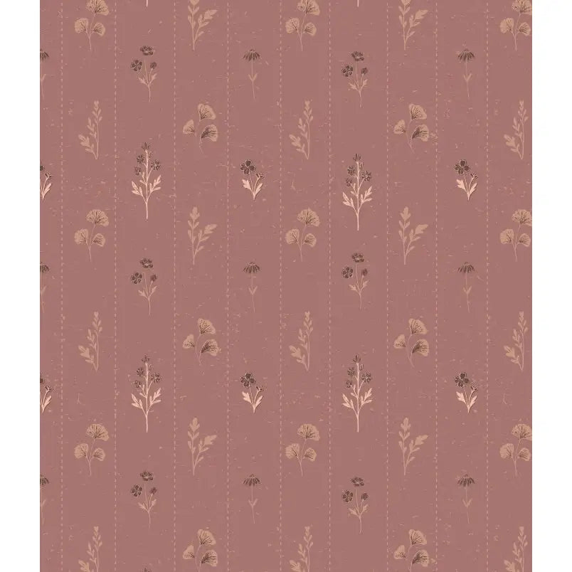 Leni Wallpaper - Flower Sketches - by The Feral Flower - Sample 1 foot by 1 foot / Mauve - Loomwell Home Goods