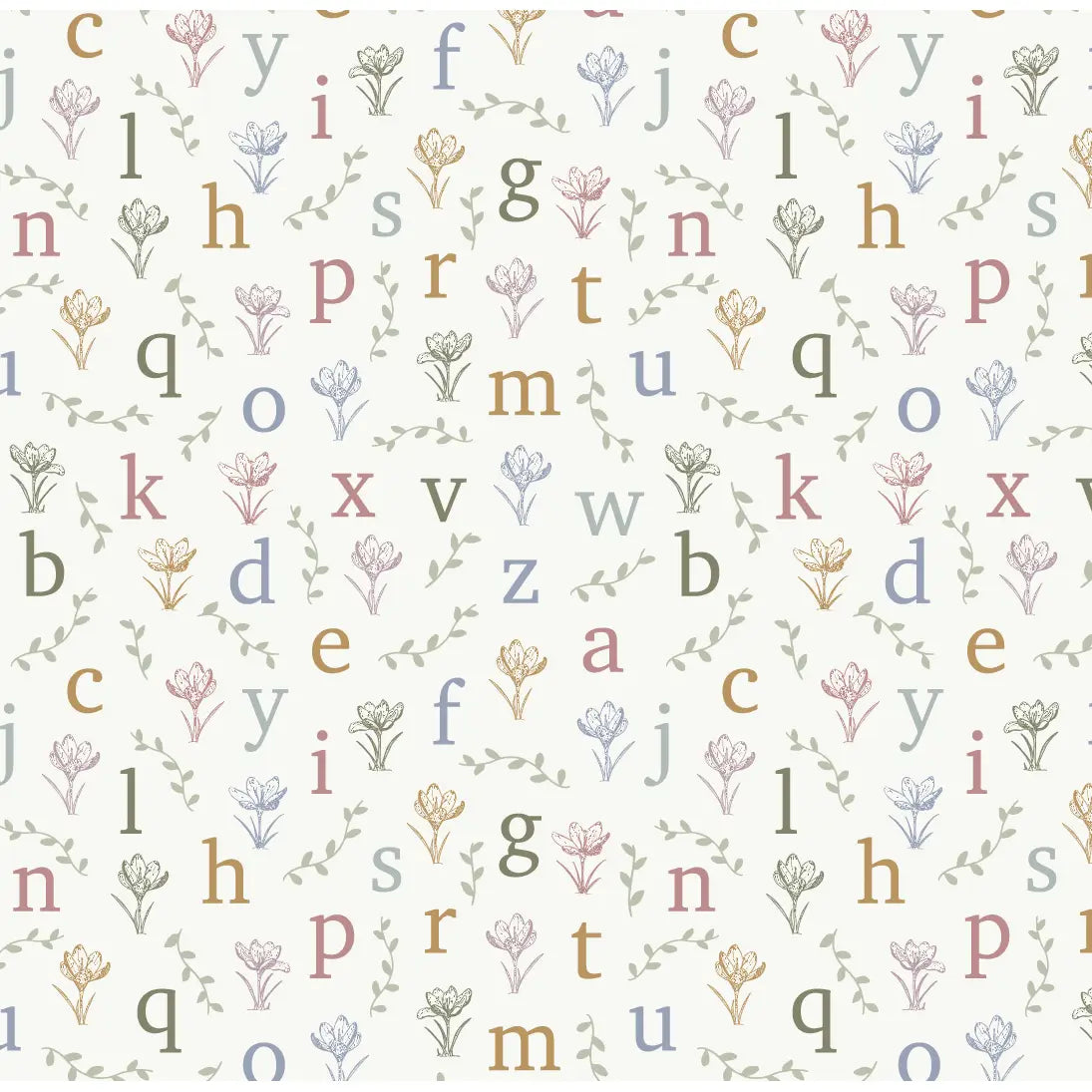 Lenny Wallpaper - Crocus Alphabet for Kids - by Studio Stephie - Loomwell Home Goods
