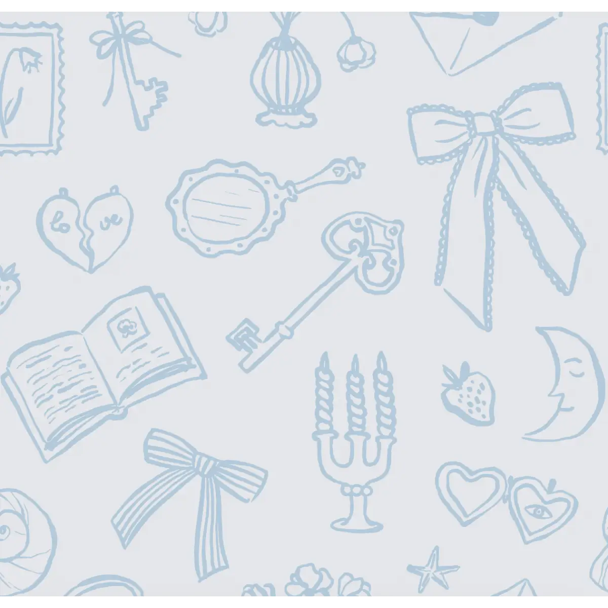 Lexi Wallpaper - Girly Things - Sample 1 foot by 1 foot / Blue - Loomwell Home Goods