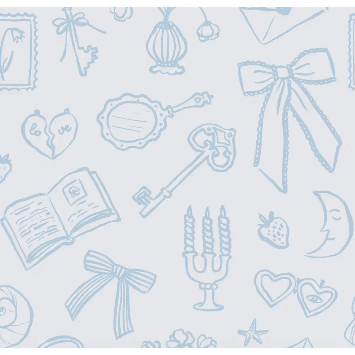 Lexi Wallpaper - Girly Things - Sample 1 foot by 1 foot / Blue - Loomwell Home Goods