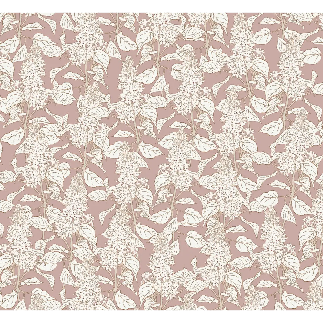 Lilac Wallpaper - Lilac Flower Line Drawings - by Brittany Polatis Design - Sample 1 foot by 1 foot / Rose - Loomwell