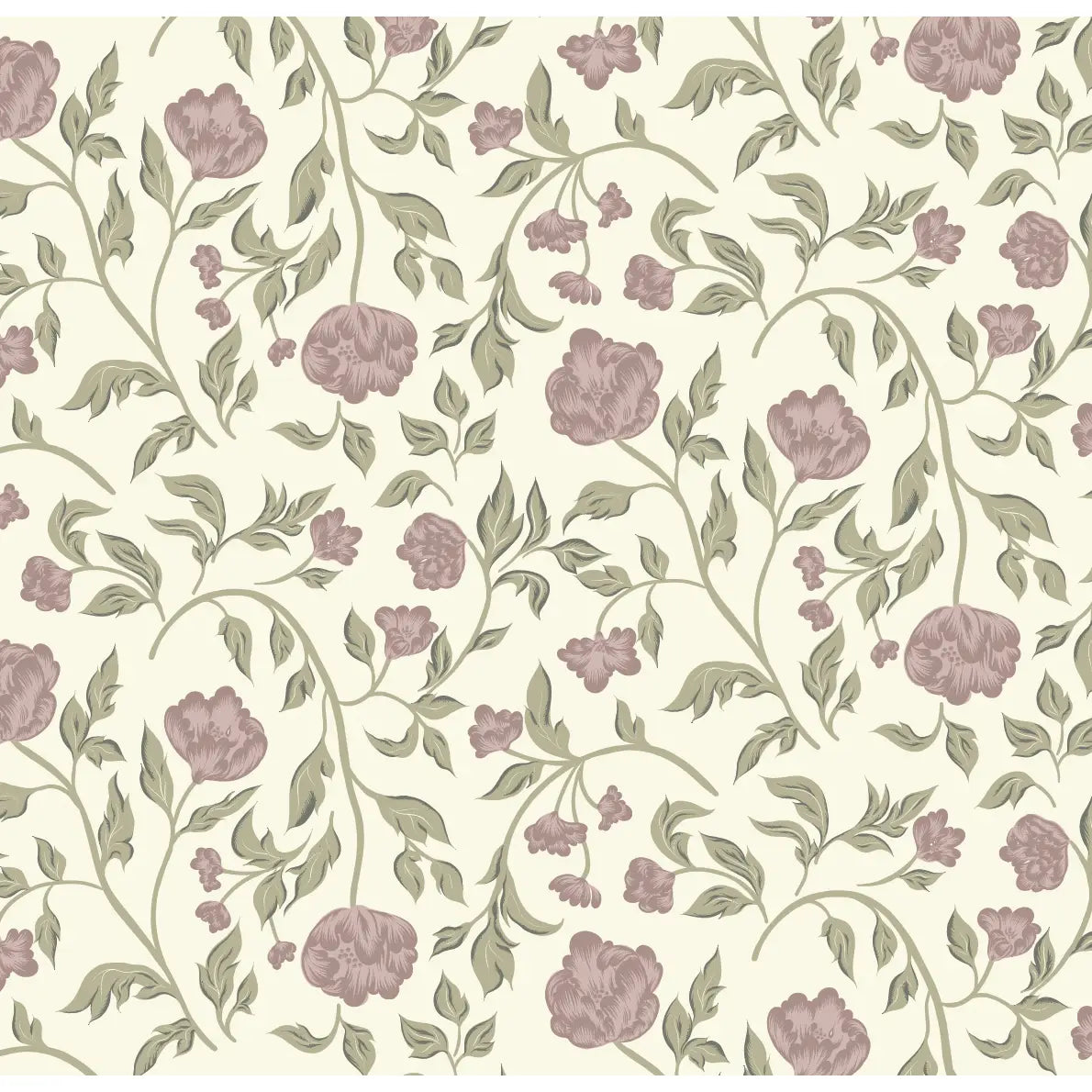 Lillian Wallpaper - Traditional Floral - by Ali Anni - Sample 1 foot by 1 foot / Pink - Loomwell Home Goods