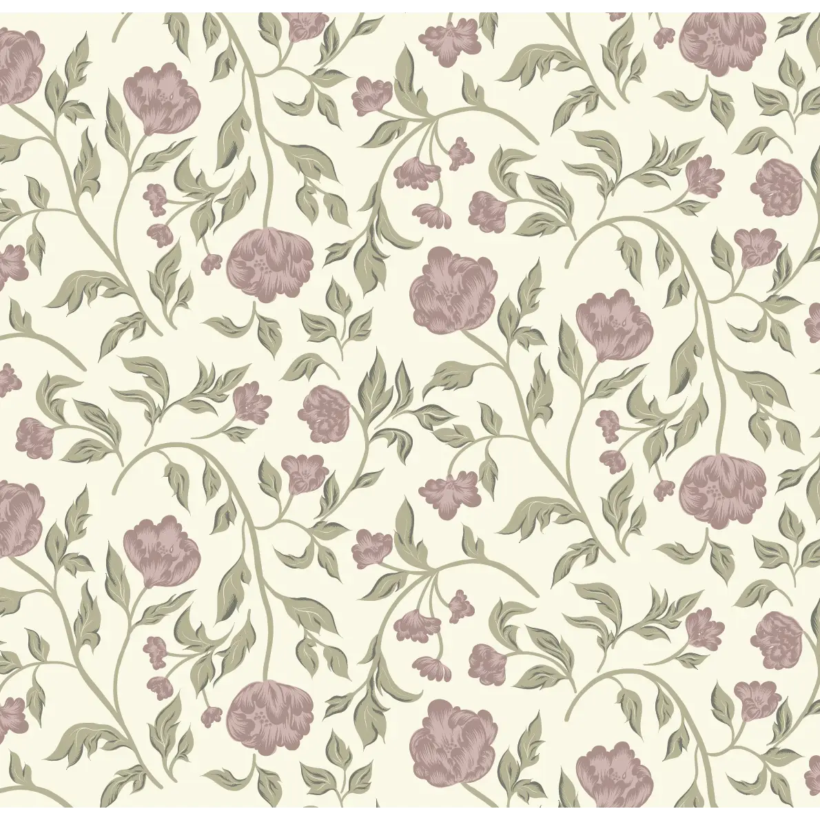 Lillian Wallpaper - Traditional Floral - by Ali Anni - Sample 1 foot by 1 foot / Pink - Loomwell Home Goods