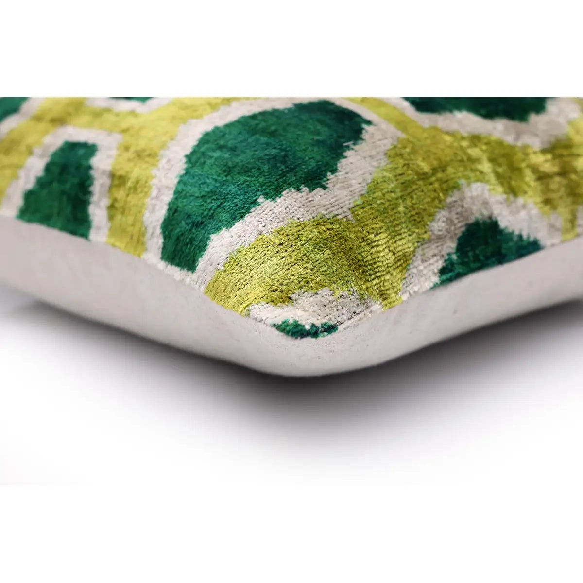 Lime & Emerald Honeycomb Silk Velvet Pillow - 20’’ x 20’’ - Canvello