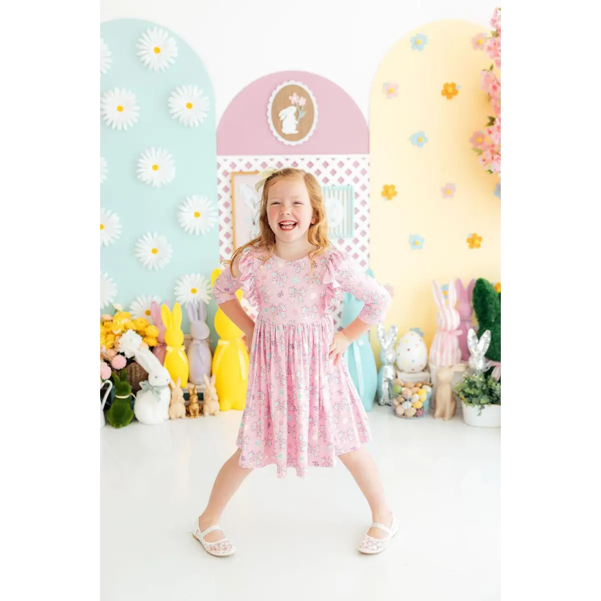 Ruffle Twirl Dress - Little Bow Peeps - Pink Bows - Mila & Rose ®
